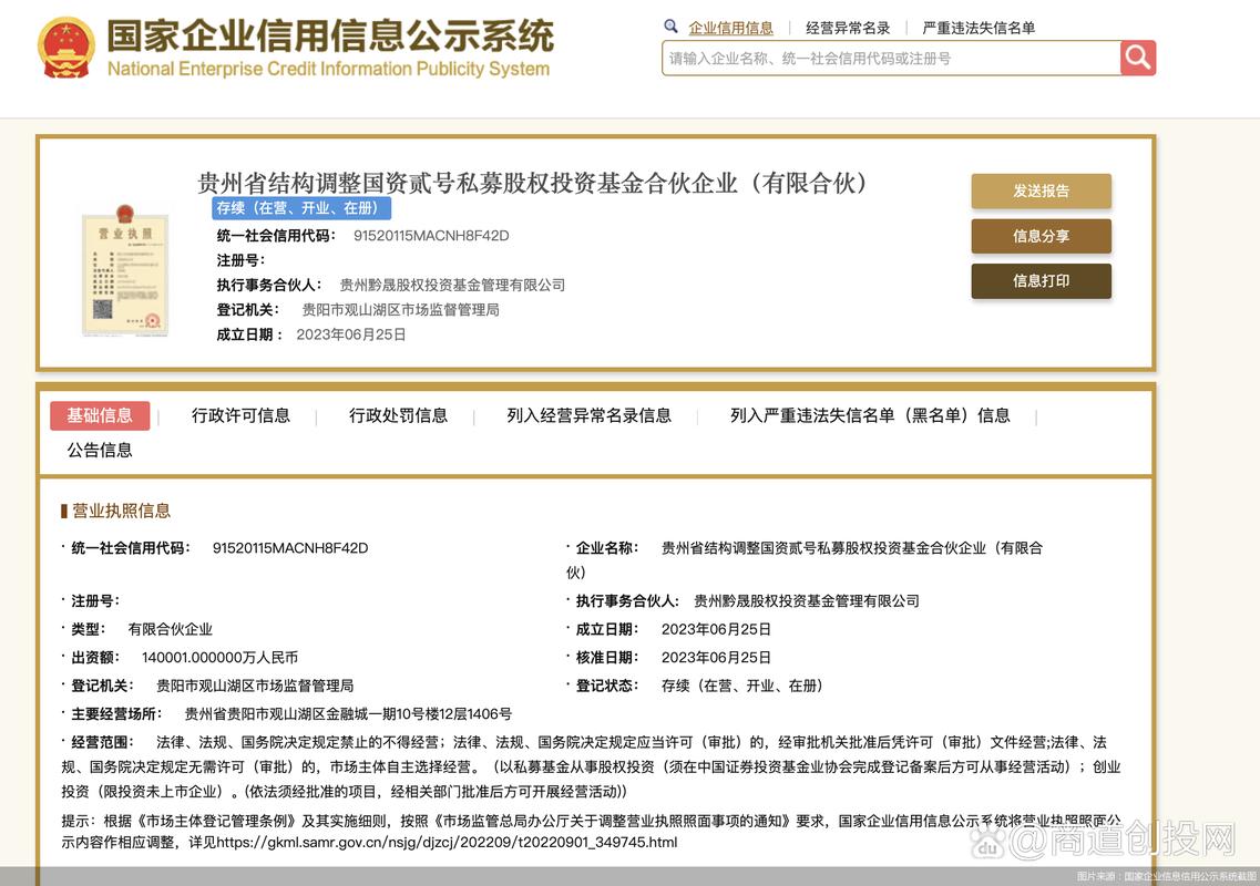 #商道创投网会员动态# 商道创投网 2023年6月27日从国家企业信用信息